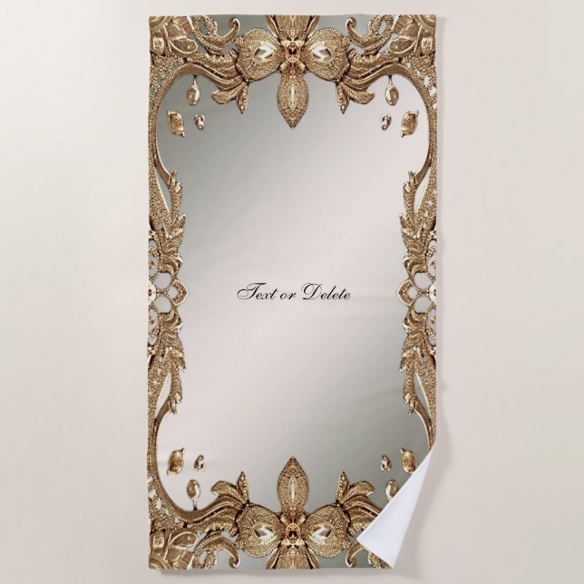 Serviette de plage à cadre doré (Devant)