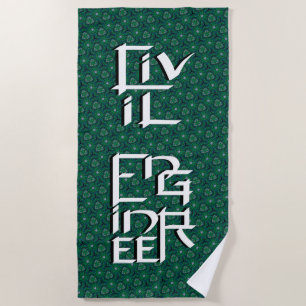 Serviette de plage à caractère blanc d'ingénieur c