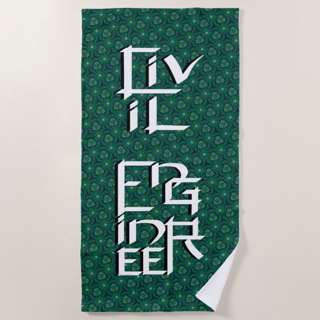 Serviette de plage à caractère blanc d'ingénieur c (Devant)