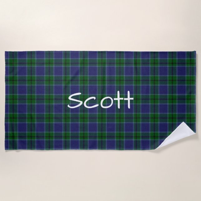 Serviette de plage à carreaux tartan Clan Scott (Devant)