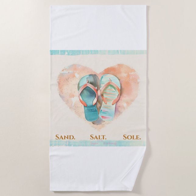 Serviette de plage à cœur Flip Flop – Sand Salt So (Devant)