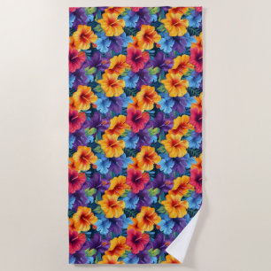 Serviette de plage à fleurs tropicales