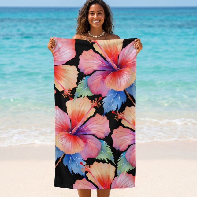 Serviette de plage à l'hibiscus tropical (Créateur téléchargé)