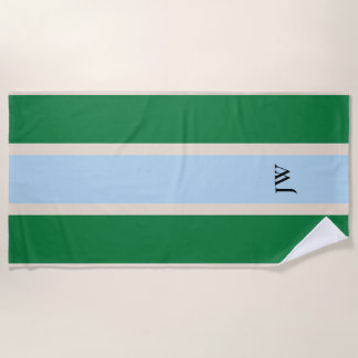 Serviette de plage à monogramme et rayure de cours
