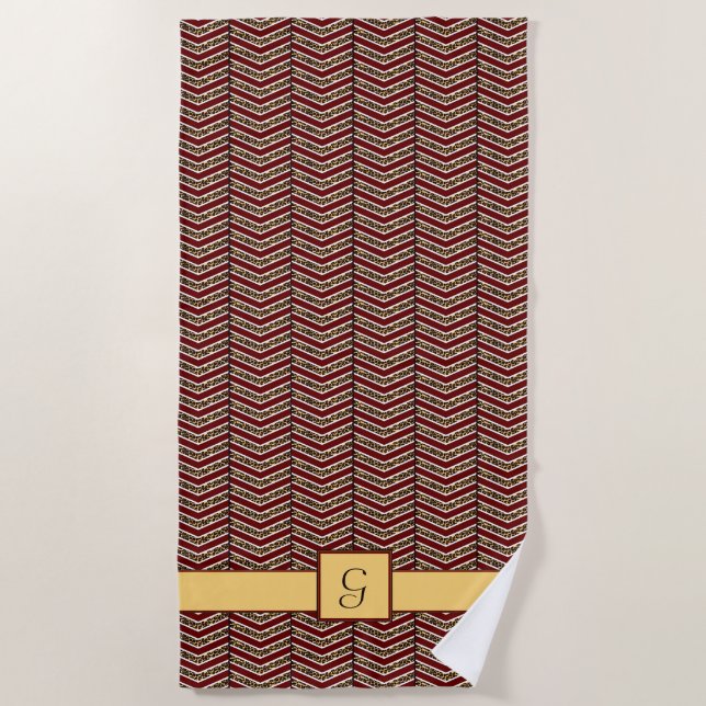 Serviette de plage à motif chevron imprimé léopard (Devant)