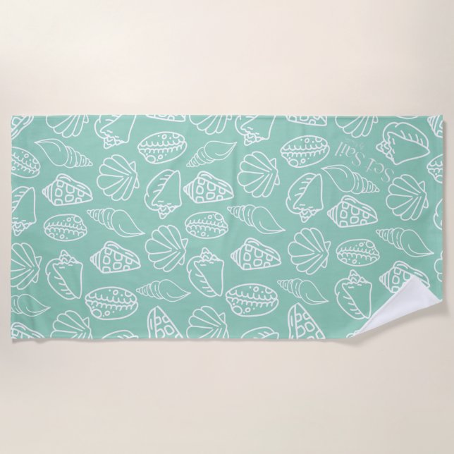 Serviette de plage à motif coquillage dessiné à la (Devant)