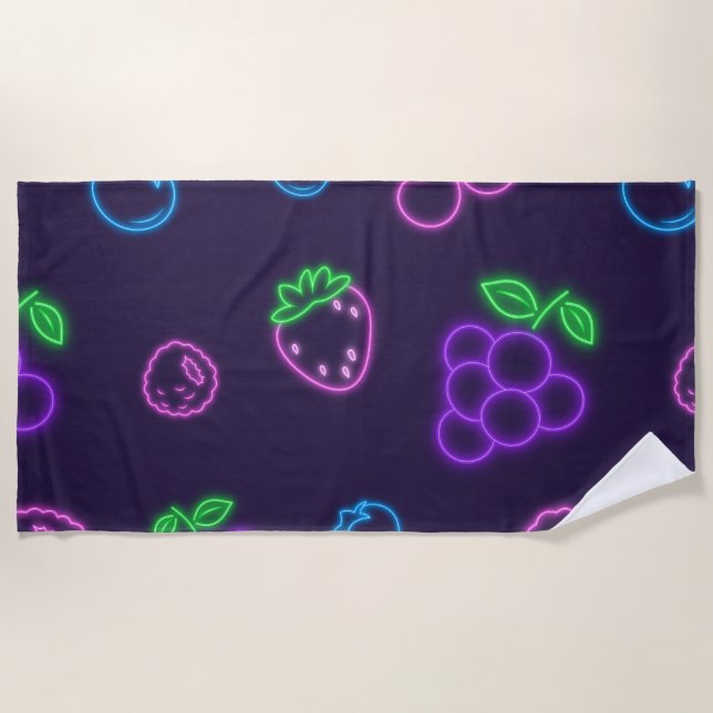 Serviette de plage à motif de baies néon (Devant)