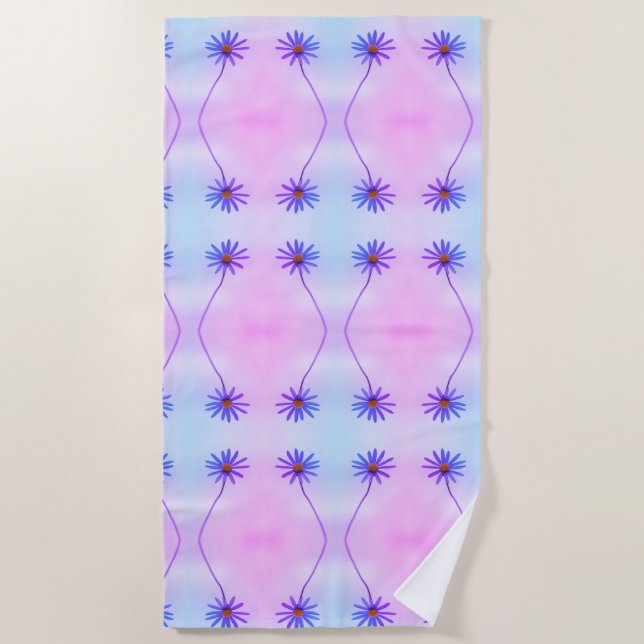 Serviette de plage à motif de marguerite violette  (Devant)