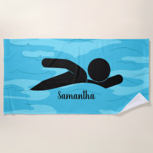 Serviette de plage à motif de natation