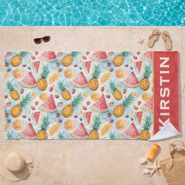 Serviette de plage à motif d'hibiscus tropical et  (Créateur téléchargé)