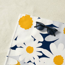Serviette de plage à motif floral rétro Daisy