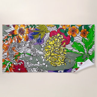 Serviette de plage à motifs de fleurs