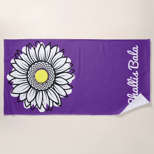 Serviette de plage à nom personnalisé en écriture  (Devant)