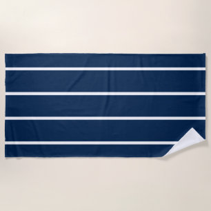 Serviette de plage à rayures bleu foncé Navy