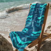 Serviette de plage à rayures bleues personnalisée