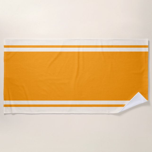 Serviette de plage à rayures côtières - Orange et  (Devant)