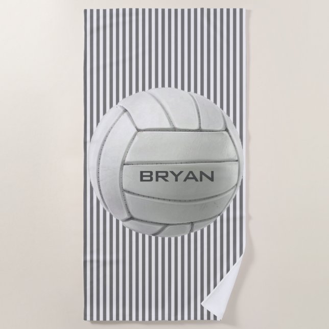 Serviette de plage à rayures de volley-ball (Devant)