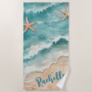 Serviette de plage à vague océanique personnalisée
