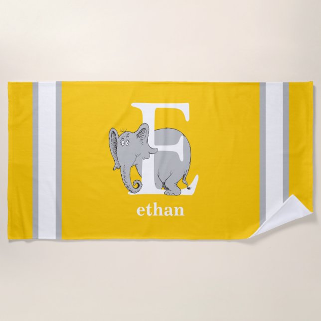 Serviette De Plage ABC du Dr Seuss : Lettre E - Blanc | Ajouter Votre (Devant)