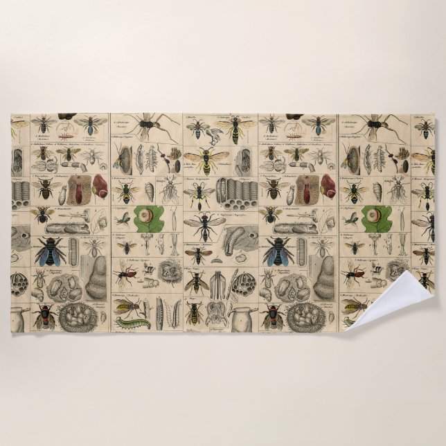 Serviette De Plage Abeille Insecte Bug Wasp Nature Peinture des abeil (Devant)