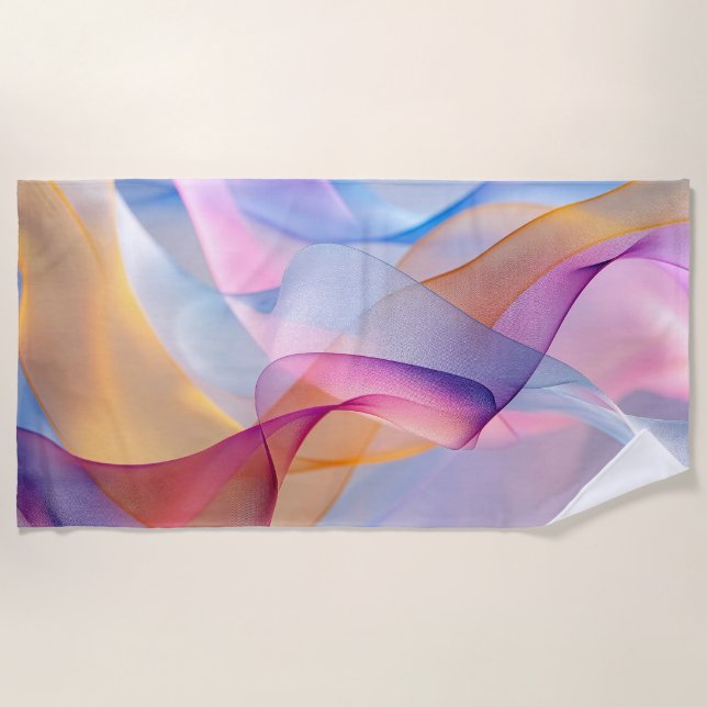 Serviette De Plage Abstract Colorful Flowing Ribbons (Devant)