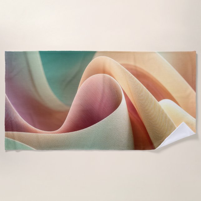 Serviette De Plage Abstract Drapery with Pastel Gradient Flow (Devant)
