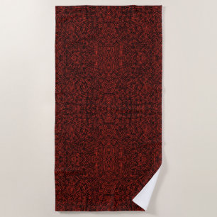 Serviette De Plage Abstrait Contemporain Noir Hachures Sur Rouille Ro