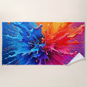 Serviette De Plage Abstrait de projection de peinture dynamique