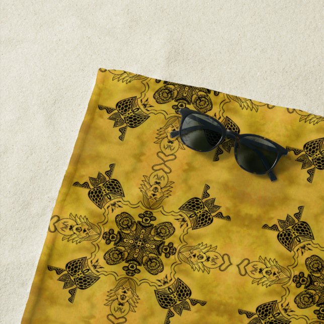 Serviette De Plage Abstrait Goth Tribal Line Dessin Motif répété (En situation)