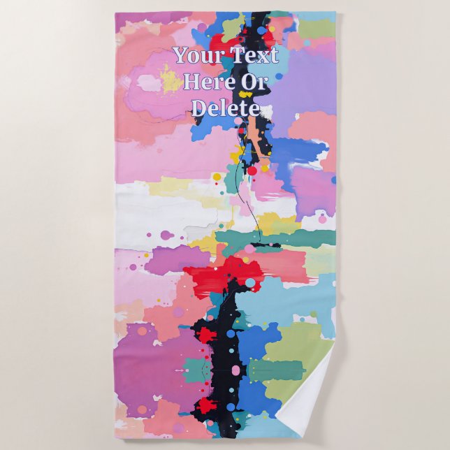 Serviette De Plage Abstrait Peinture Spatters/Drips, Votre message (Devant)