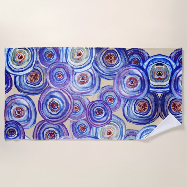 Serviette de plage Abstrait Roses Violettes (Devant)