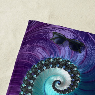 Serviette De Plage Abstrait Turquoise Turquoise Dégradé Spiral Fracta