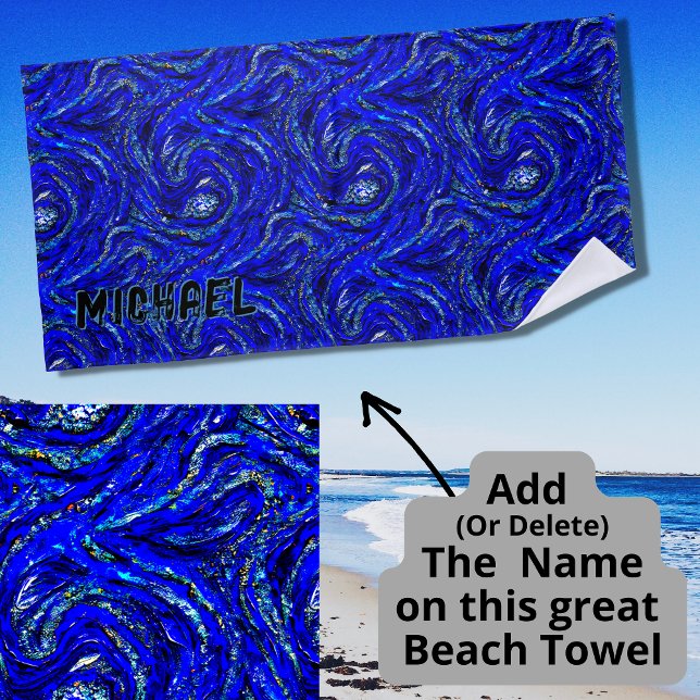 Serviette De Plage Abstraite lumière et brindilles bleues foncées (Créateur téléchargé)