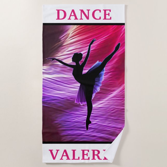 Serviette de plage abstraite rose et violette pour (Devant)