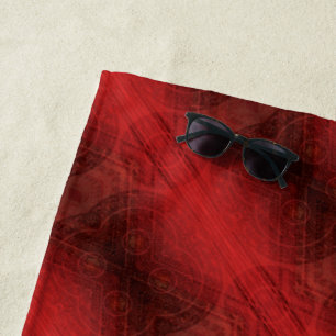 Serviette De Plage Acceptation Médaillons de méditation rouge