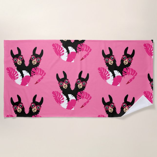Serviette De Plage Accessoires Llama Alpaca amusants (Devant)