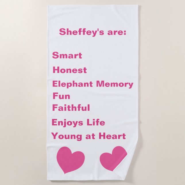 Serviette De Plage Acronyme rose Sheffey (Devant)