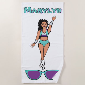 Serviette De Plage Add A Name  Beach Towel Aqua Purple