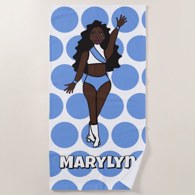 Serviette De Plage Add A Name  Beach Towel Baby Blue /White (Devant)