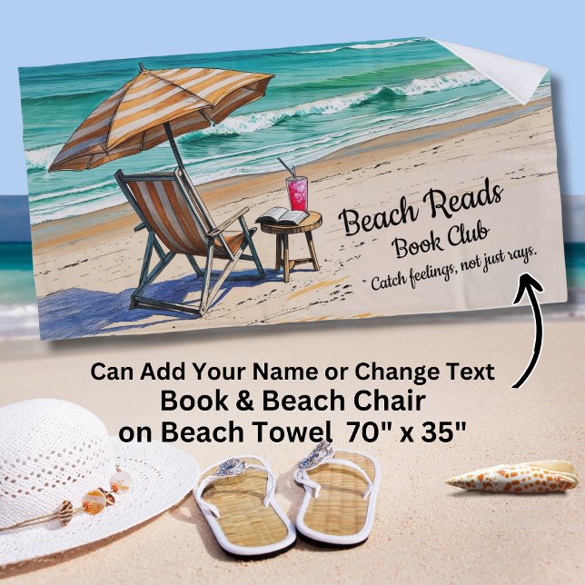 Serviette De Plage Add Name Text Beach Reads Book Club (Créateur téléchargé)