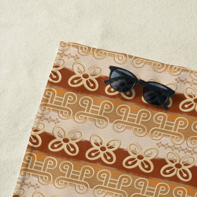 Serviette De Plage Adinkra, une tribu africaine, motif. (En situation)