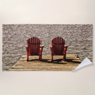 Serviette De Plage Adirondack Red Beach Chaises Cottage Country
