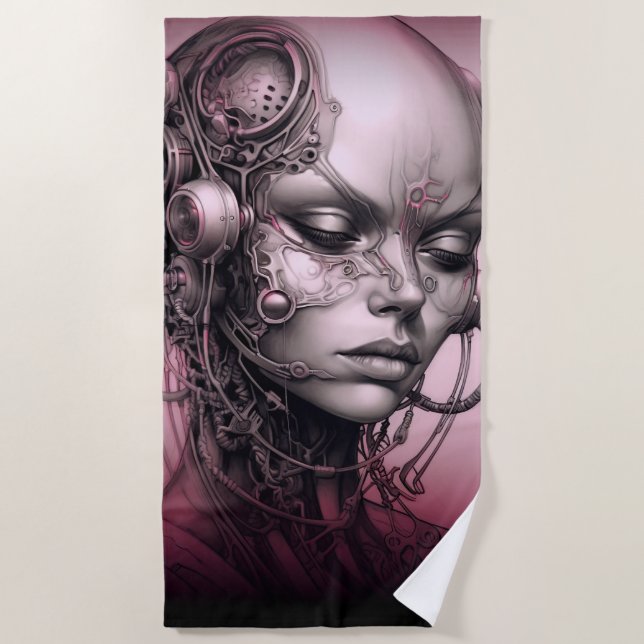 Serviette De Plage Ado Cool Cyborg Girl (Devant)