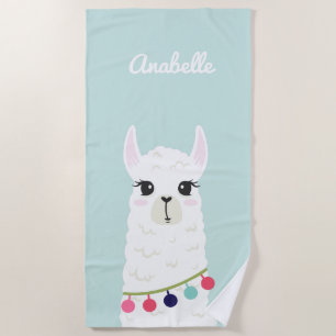 Serviette De Plage Adorable Alpaca Personnalisé Enfants