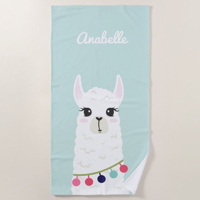 Serviette De Plage Adorable Alpaca Personnalisé Enfants (Devant)