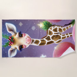 Serviette De Plage Adorable Imaginaire bébé Giraffe avec Holly