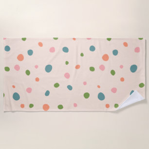 Serviette De Plage Adorable mignon pois moderne rose bleu vert