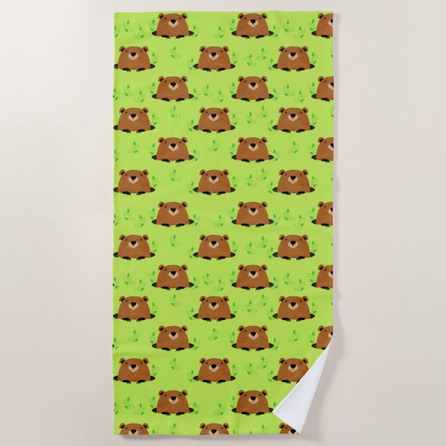 Serviette De Plage Adorable Motif de la marmotte de bois (Devant)