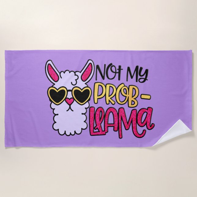 Serviette De Plage Adorables Love Love Not My Probllama Purple (Devant)