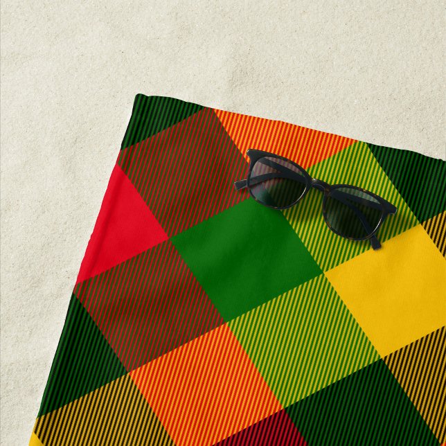 Serviette De Plage  African Rasta Reggae Colours Plaid Pattern Design (Créateur téléchargé)